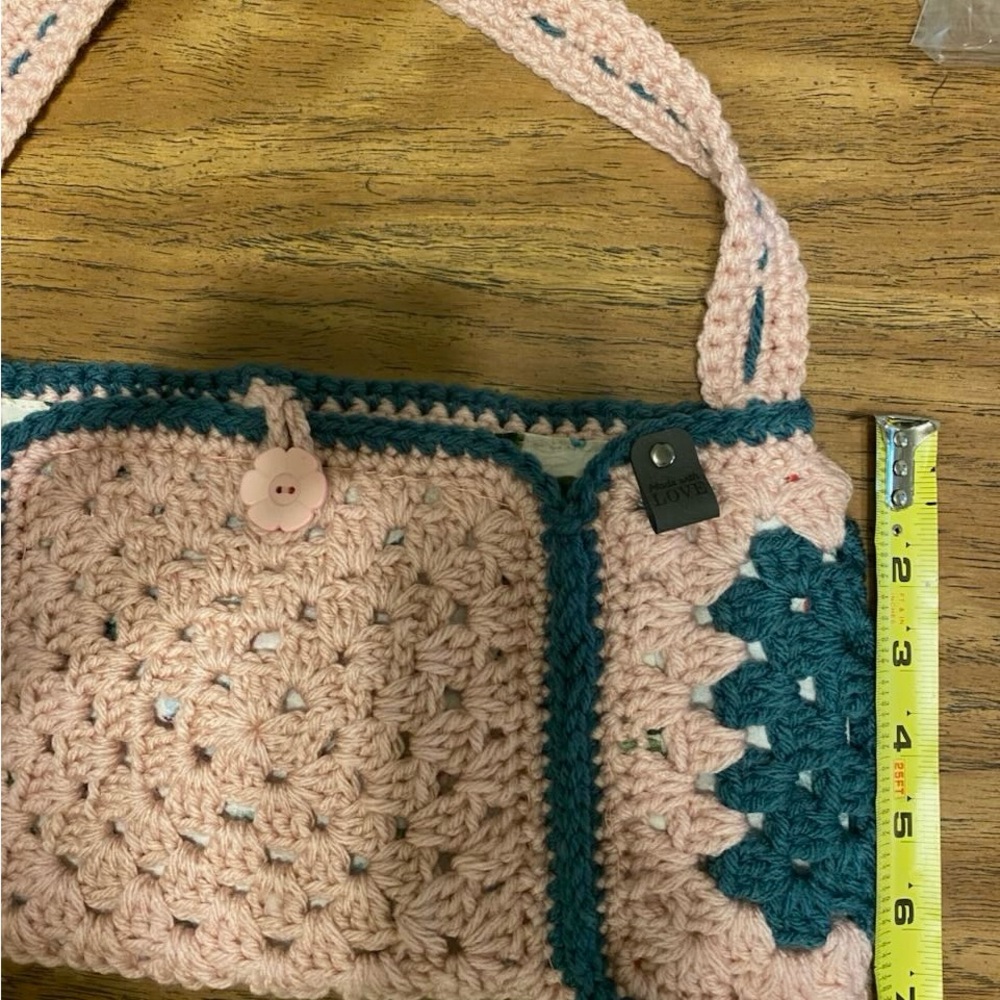 Handcrafted Pink and Teal Crochet Bag